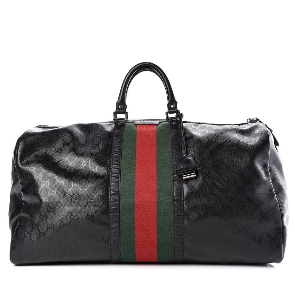 Gucci Imprime Monogram Web Carry On Duffle Bag Black